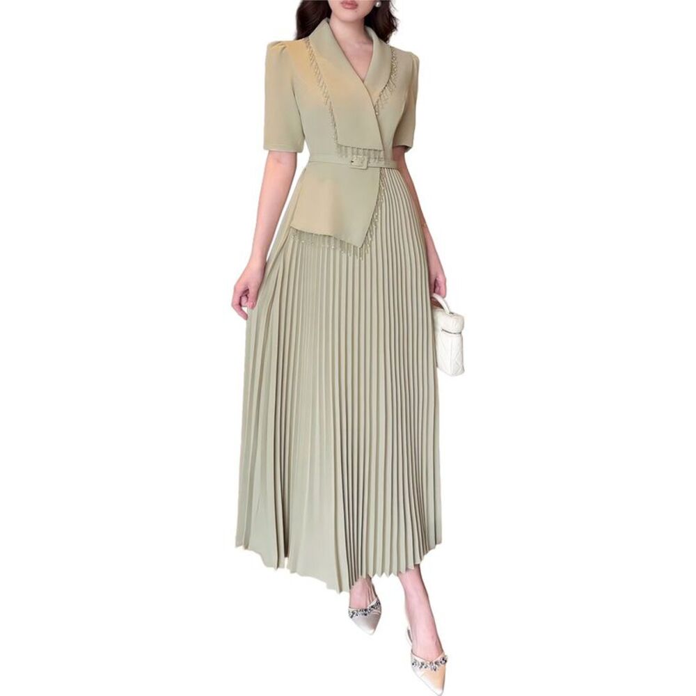 Burryco Womens  Short Sleeve Midi Dress, Green
